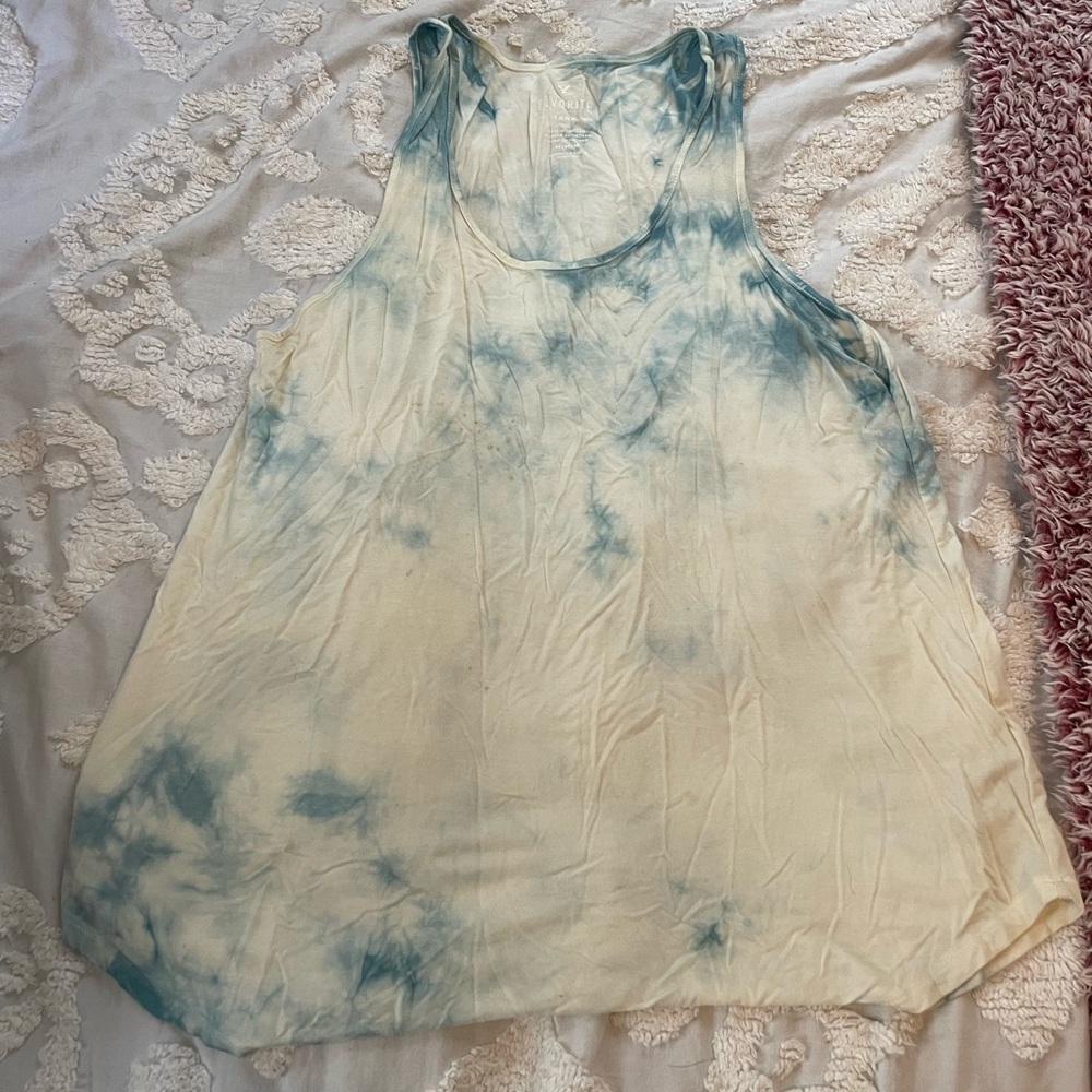 Blue and White Tie-Dyed tank top